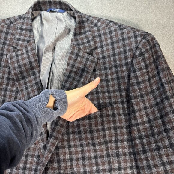 S Cohen Angelico Men’s 48R 100% Wool Checked Plaid Blazer Sport Coat Jacket Fall - Picture 8 of 16